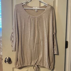 French Laundry Beige Striped Blouse